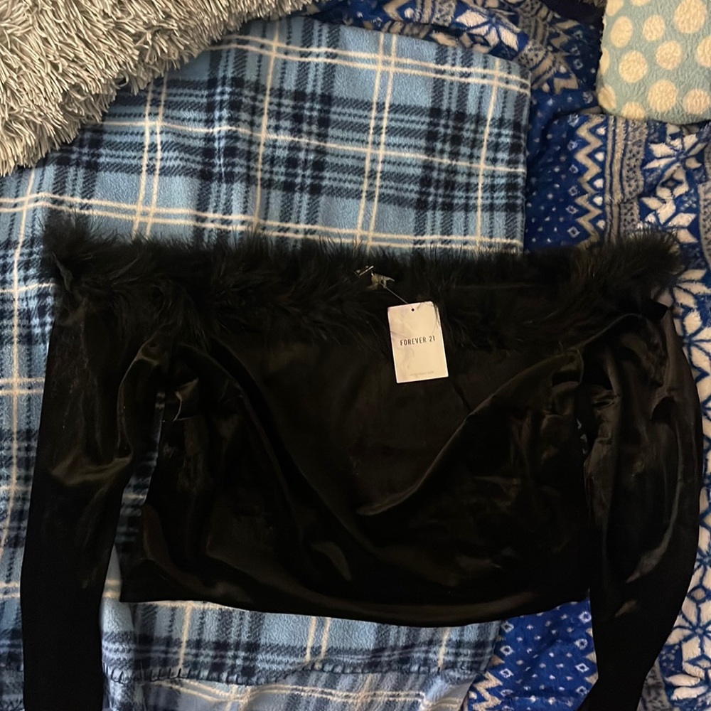 Forever 21 Feathered Tube Top (Long Sleeve)